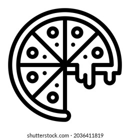 Slice pizza icon, line slice pizza vector icon for web or app design isolated on white background. Slice pizza symbol illustration.
