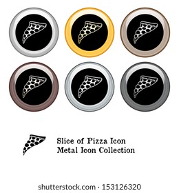 Slice of Pizza Icon Metal Icon Set