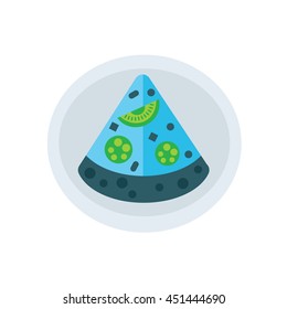 Slice Pizza icon on dish   blue and green