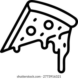 Slice of pizza icon vector illustration with a simple black and white outline vector icon