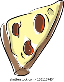 Trozo de pizza, ilustración, vector sobre fondo blanco.