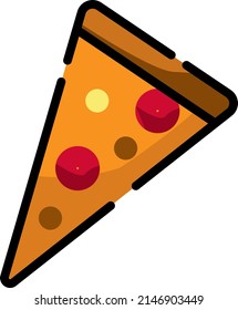 Slice of pizza, illustration, vector on a white background.