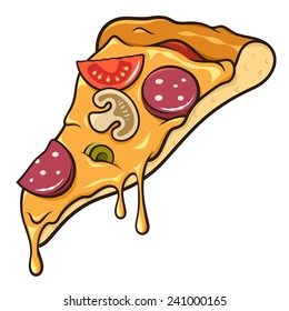 Slice of pizza isolated on white