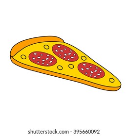 Slice of pizza. Isolated on white. Vector illustration.