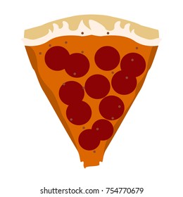 Slice of pizza isolated on white background, Vector illustration