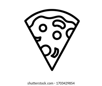 a slice of pizza isolated vector in black and white for sign, logo, apps or website