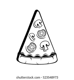 Slice of pizza. Italian cuisine. Food Delivery Pizzeria. Vector illustration