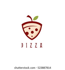 slice of pizza with leaf vector design template