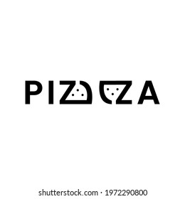 a slice of pizza with lettering. simple logo mark design for business, marketing, brand, sign symbol and icon of food. delicious, cool, tasty. creative design modern typography isolated background.