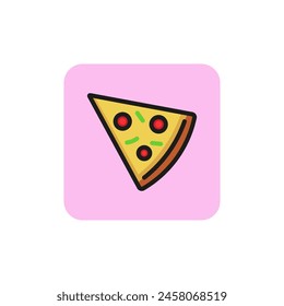 Slice of pizza line icon. Cheese, pepperoni, Italian cuisine. Food concept. Can be used for topics like menu, cafe, restaurant