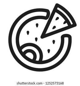 a slice of pizza line icon isolated 96 x 96 pixel