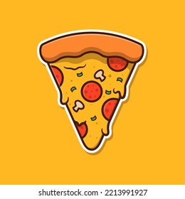 Slice of Pizza Logo Cartoon Illustration