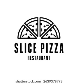 slice pizza logo design concept outline style