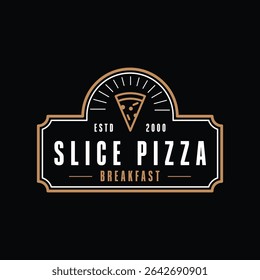 slice pizza logo design concept vintage retro label