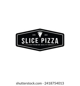 Slice pizza logo design vintage retro stamp label