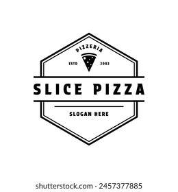 Slice pizza logo design vintage retro bagde style