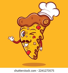 Pieza de pizza derretido dibujos animados ilustración de icono