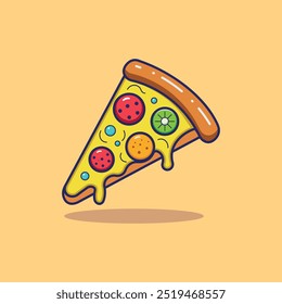 Fatia De Pizza Derretida Ilustração De Vetor De Desenho Animado.