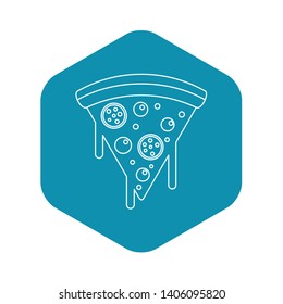 Slice of pizza with melted cheese icon. Outline illustration of slice of pizza with melted cheese vector icon for web