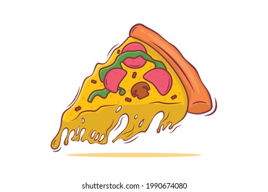 A slice of pizza with melted cheese topped with sausage