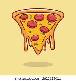 Pizza de fatias derretida flutuante vetor ícone ilustração