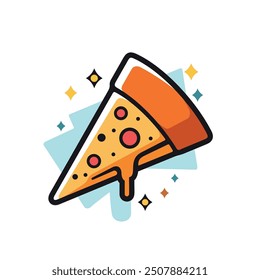 A slice of pizza with a slice missing, vector art inspired by Tom Whalen, featured on dribble, pop art, telegram sticker, sticker, sticker illustration