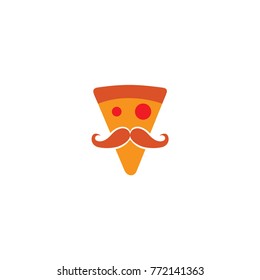 slice pizza with mustache men