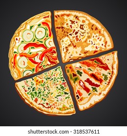 Slice of pizza on a black background