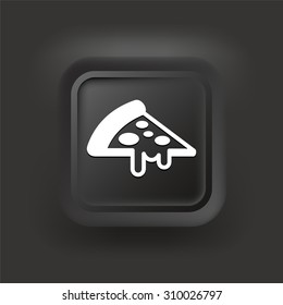 Slice of Pizza on Black Square Button