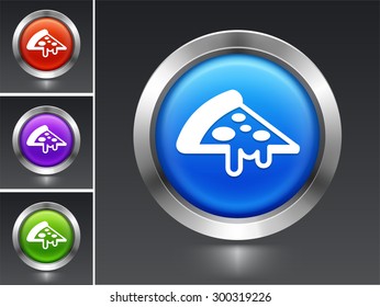 Slice of Pizza on Blue Round Button
