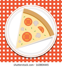 A slice of pizza on a plate vector illustration