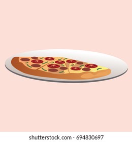 A slice of pizza on a plate vector illustration
