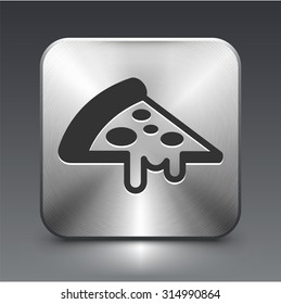 Slice of Pizza on Silver Square Button