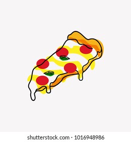 Slice of pizza on white back ground. Pizza icon.