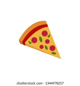 Slice of pizza on white background