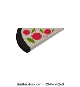 Slice of pizza on white background