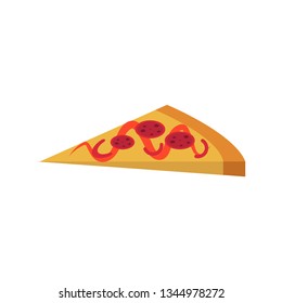 Slice of pizza on white background