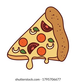 slice of pizza, on white background vector illustration design