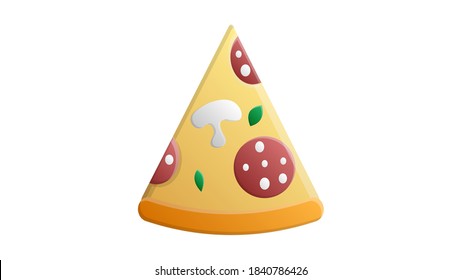 slice of pizza on a white background, vector illustration. pizza stuffed with sausage, bacon, mushrooms, cheese and herbs. delicious fast food, fast and high-calorie food. unhealthy snack.