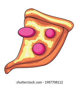 Slice of pizza. on a white background. Hand drawing.