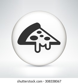 Slice of Pizza on White Round Button