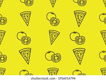 Una rebanada de pizza en un fondo amarillo. El fondo es impecable.