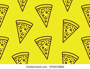 Una rebanada de pizza en un fondo amarillo. El fondo es impecable.