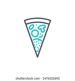 slice of pizza outline flat icon. Single high quality outline logo symbol for web design or mobile app. Thin line sign design pizza logo. Black and blue icon pictogram isolated on white background