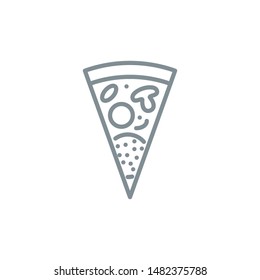 slice of pizza outline flat icon. Single high quality outline logo symbol for web design or mobile app. Thin line sign design pizza logo. gray icon pictogram isolated on white background