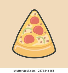 slice of pizza in outline flat vector design