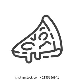 Slice of pizza outline icon. Vector illustration.