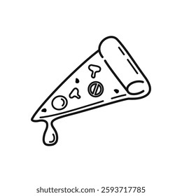 Slice of Pizza Outline Illustration