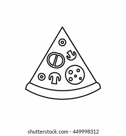Slice of pizza in outline style isolated vector illustration