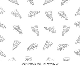 slice of pizza.  Pizza pattern background. Pizza Slices Pattern background. Pizza seamless pattern for restaurant packaging background. Junk food seamless pattern.